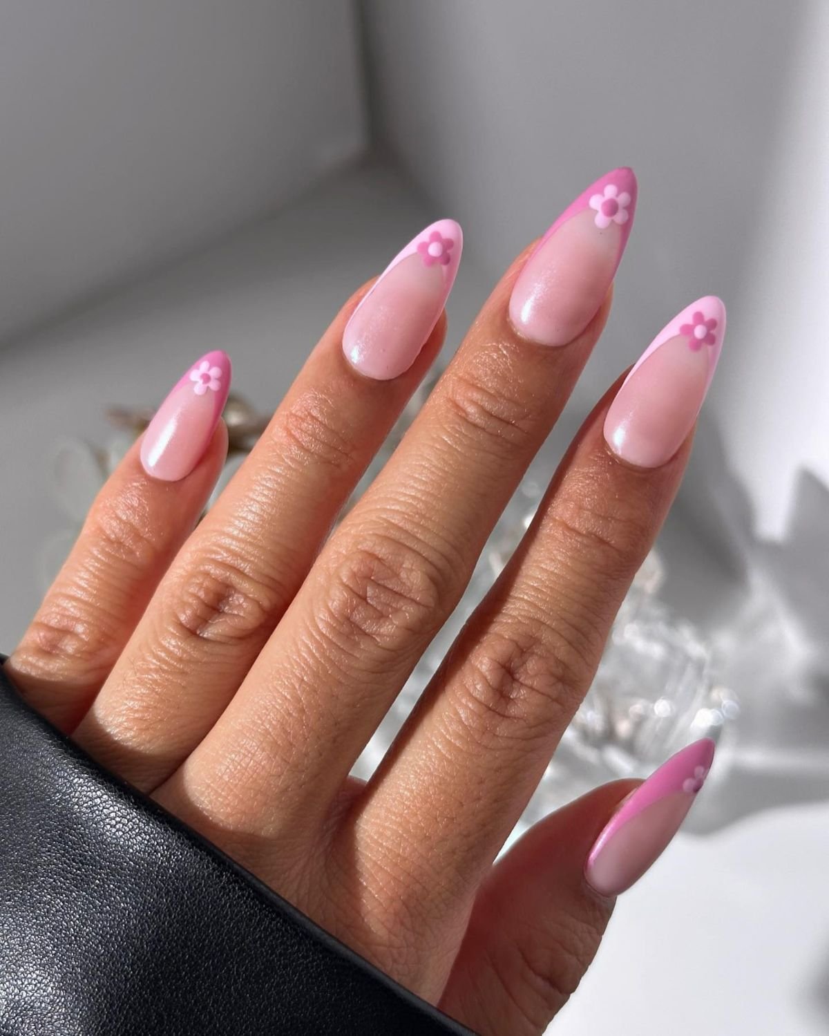 Pink Floral Nail Design