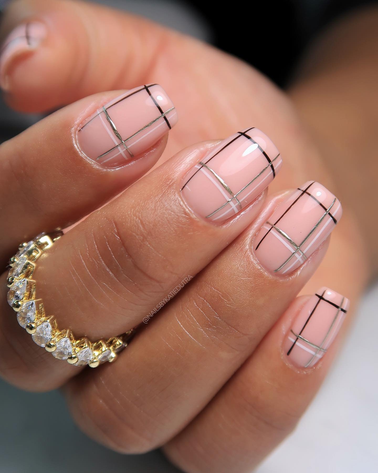 Pink Plaid Nail Design