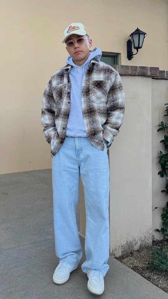 Plaid Jacket and Baggy Jeans