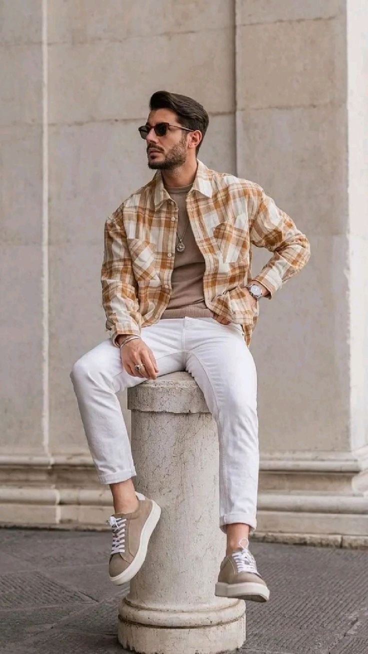 Plaid Versatility with Whites