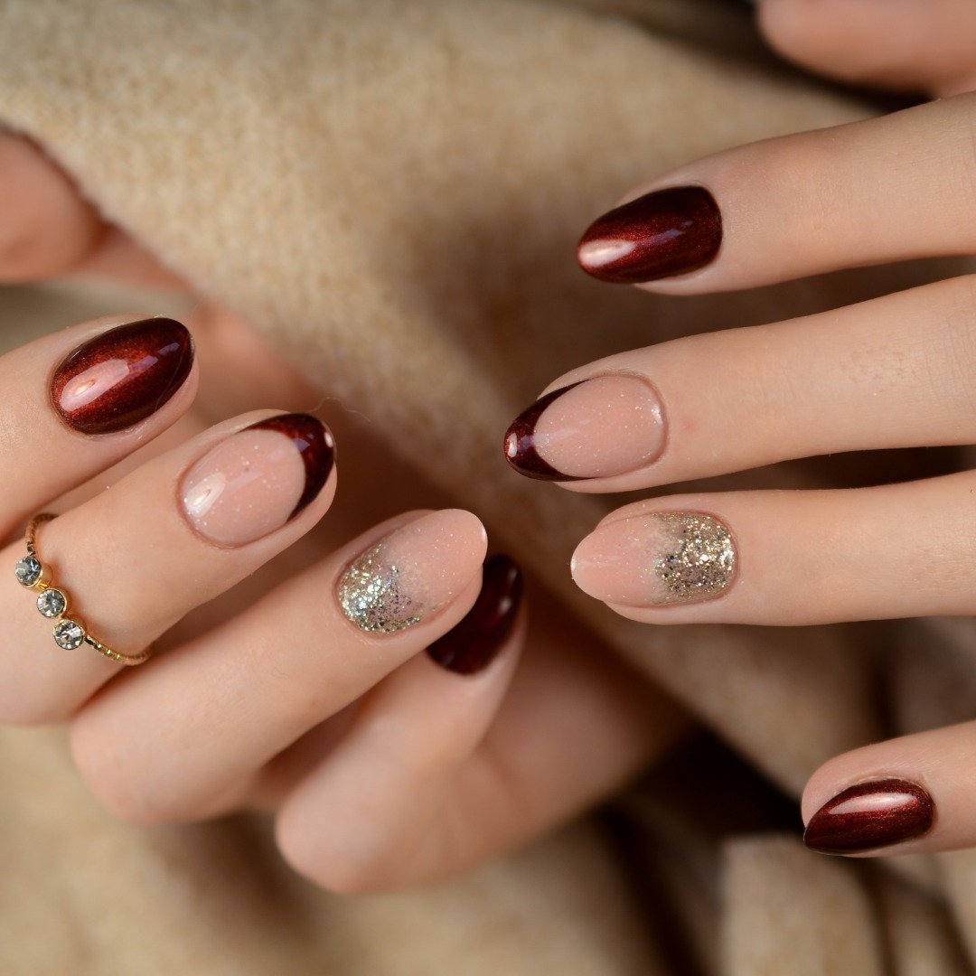 Red and Silver Manicure
