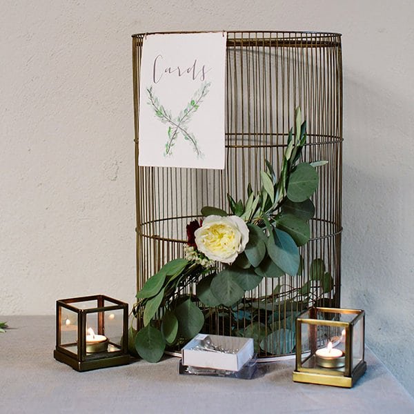 Repurposed Birdcage Card Holder