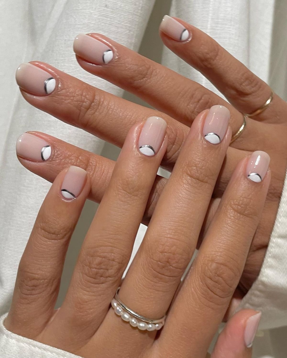 Silver Half-Moon Manicure