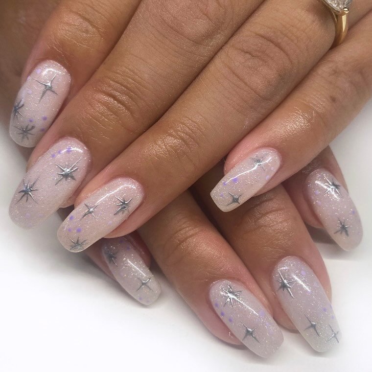 Silver Star Bridal Nails