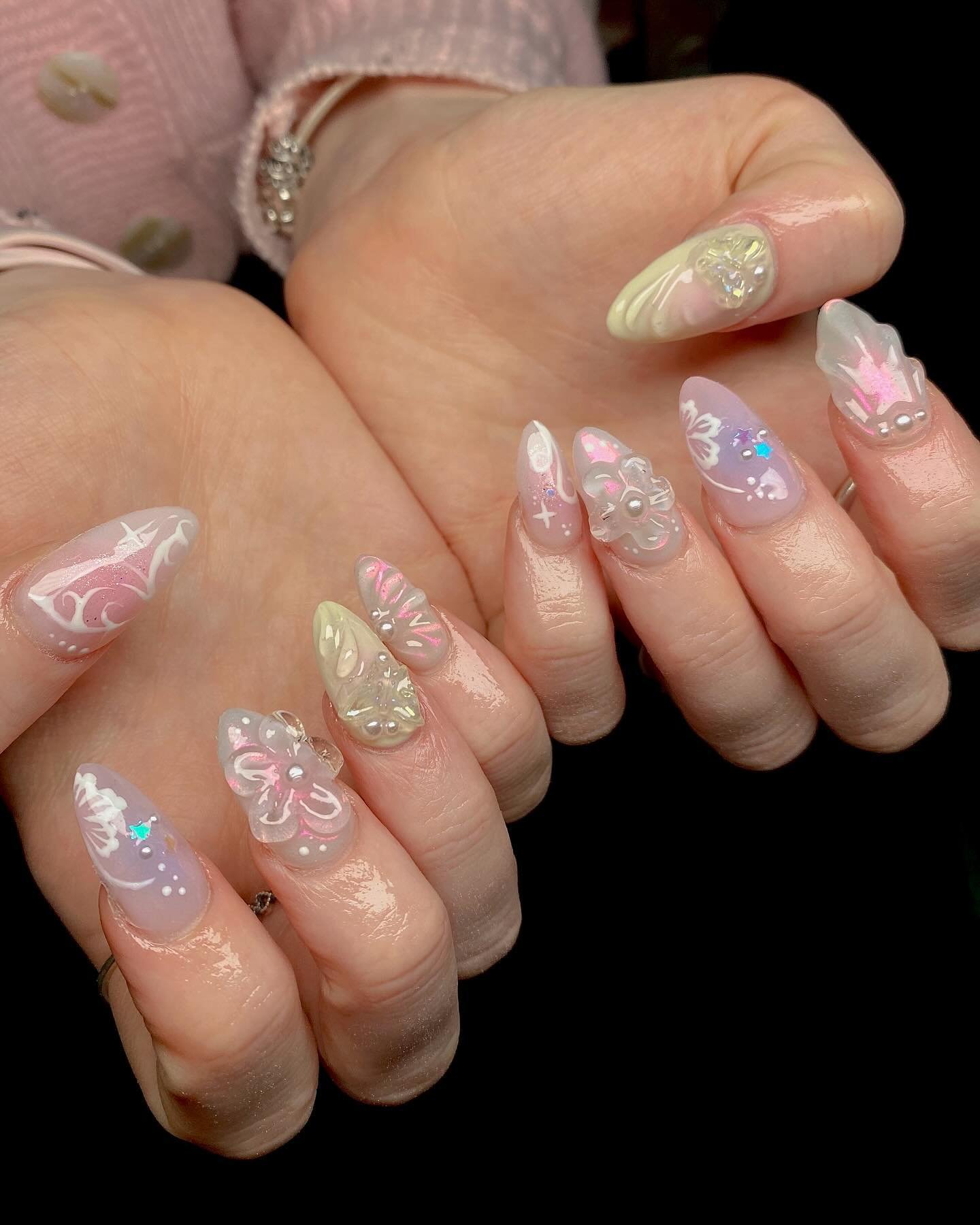 Soft Floral Nail Design