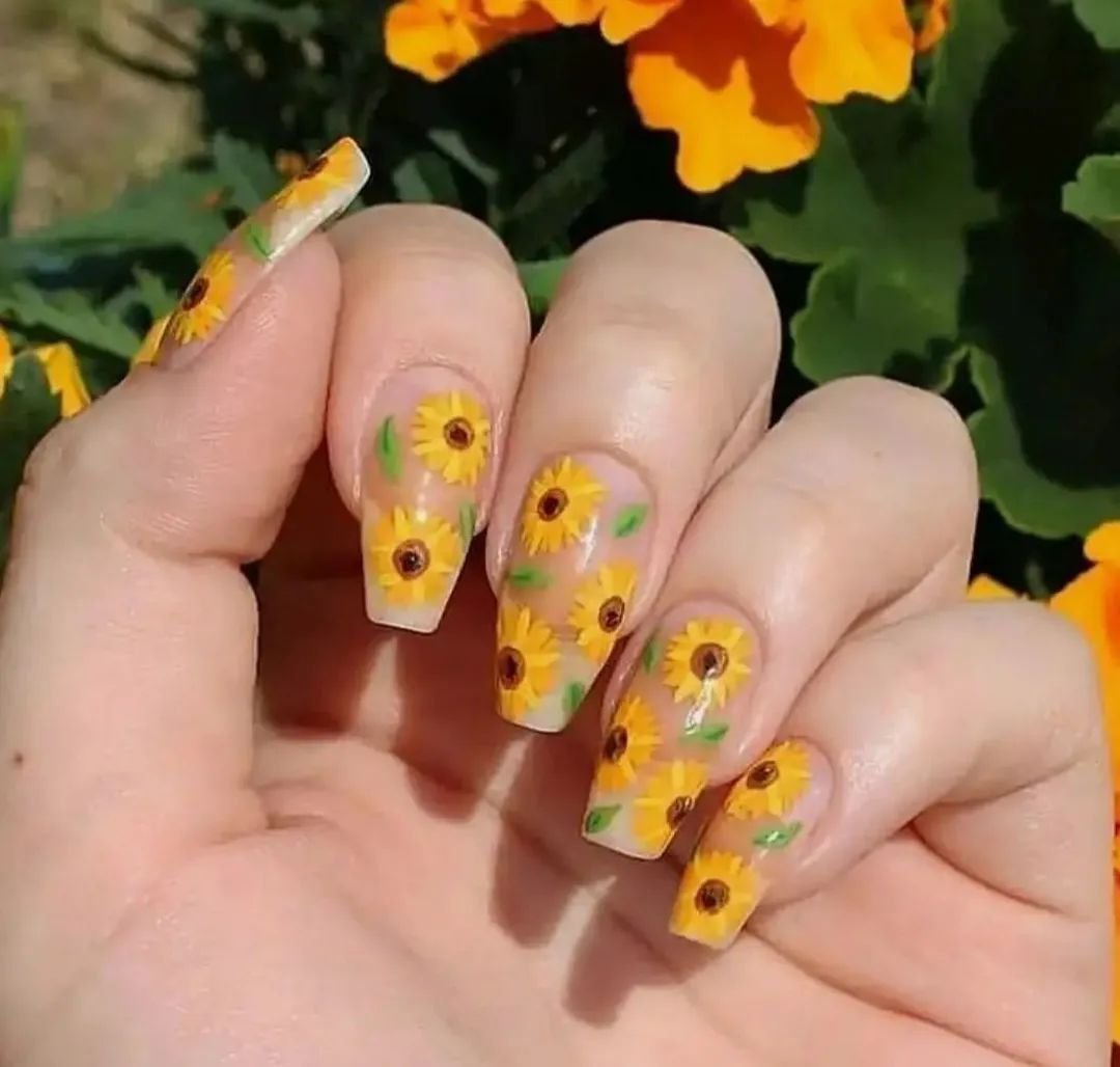 Sunflower Nail Design