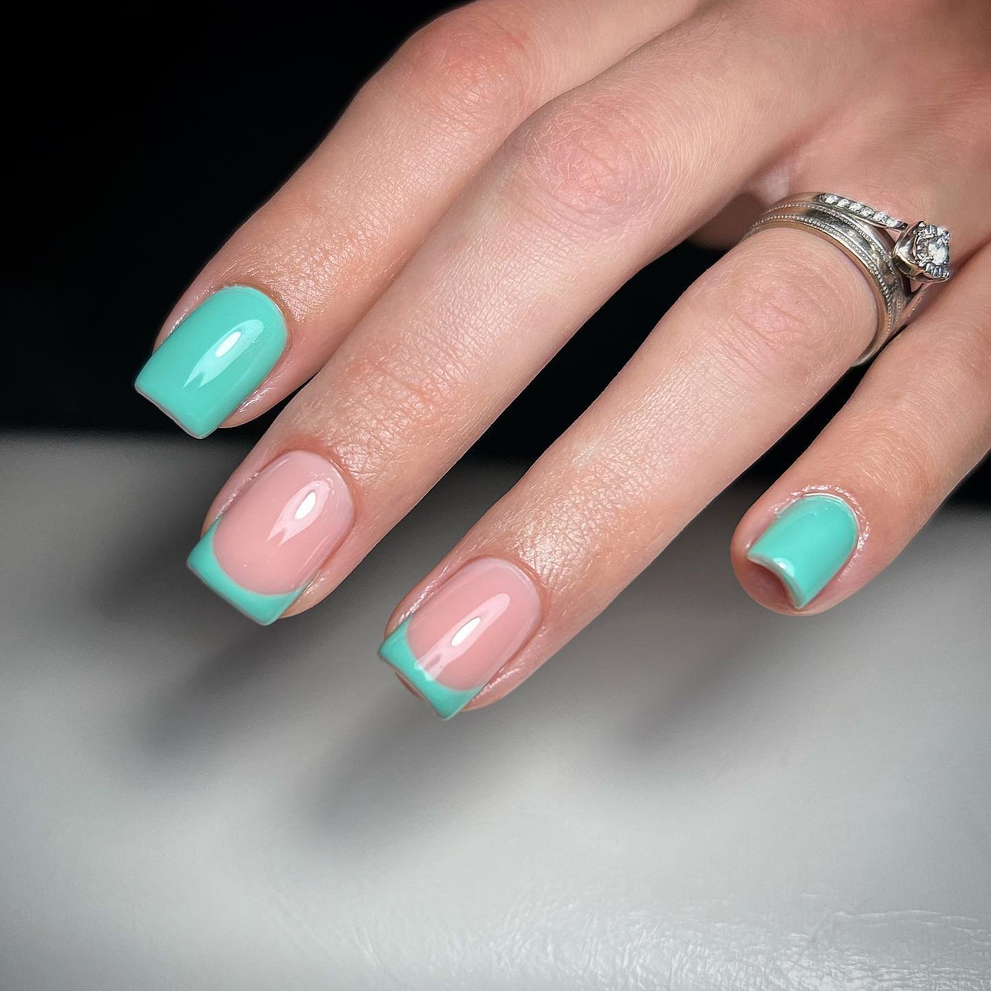 Turquoise Square Nail Design