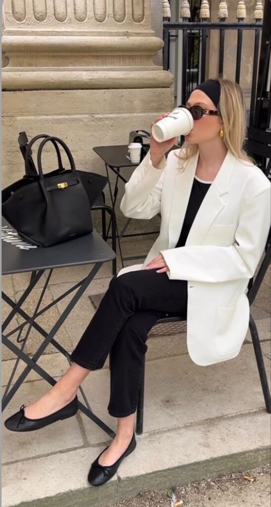 White Blazer, Black Trousers Combo