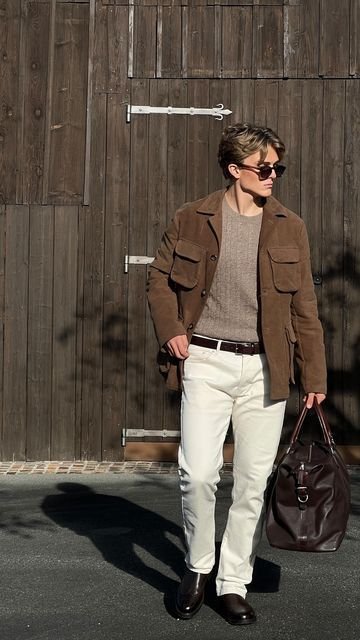 White Pants, Brown Jacket