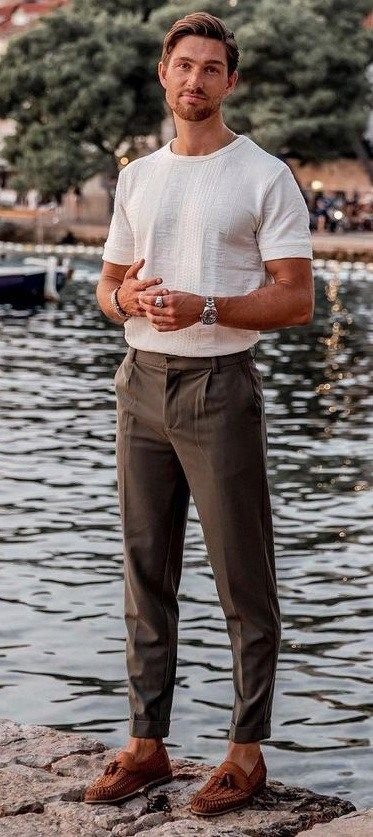 White Shirt and Dark Trousers