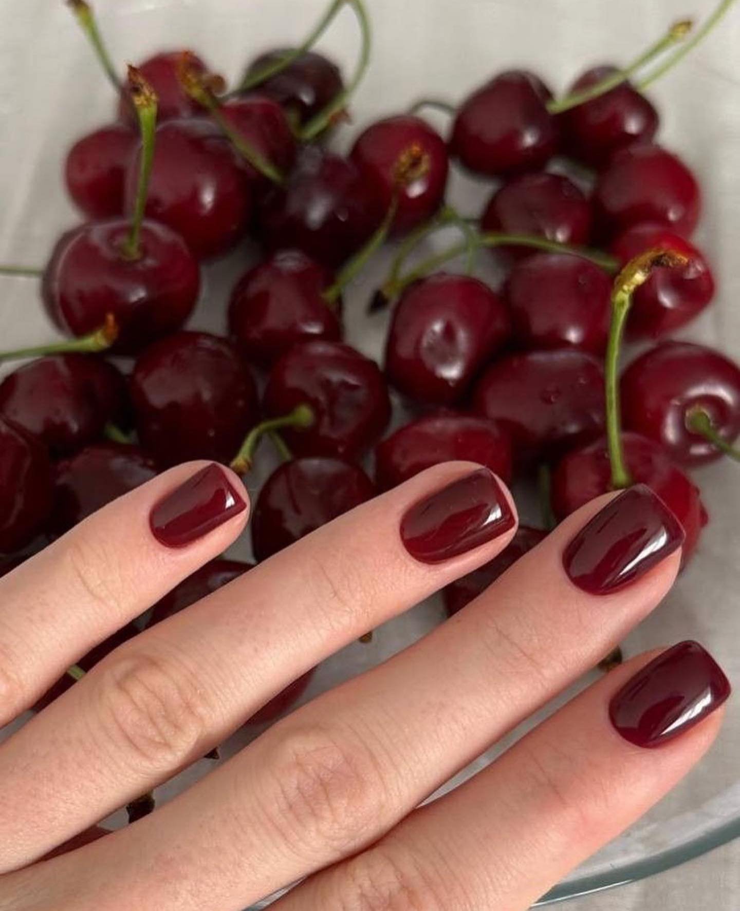 Winter Dark Red Nails