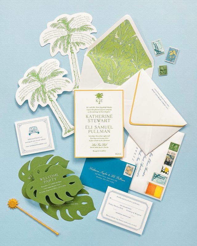 Beach Wedding Palm Cards