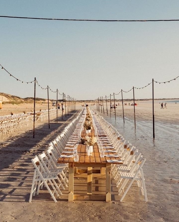 Beachfront Long Table Setup
