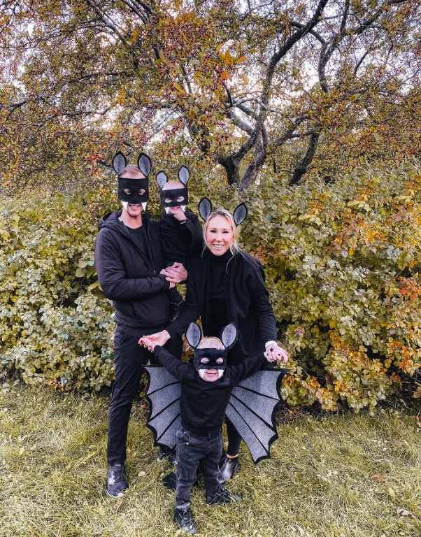 Black Bat Masks and Wings Family Costumes