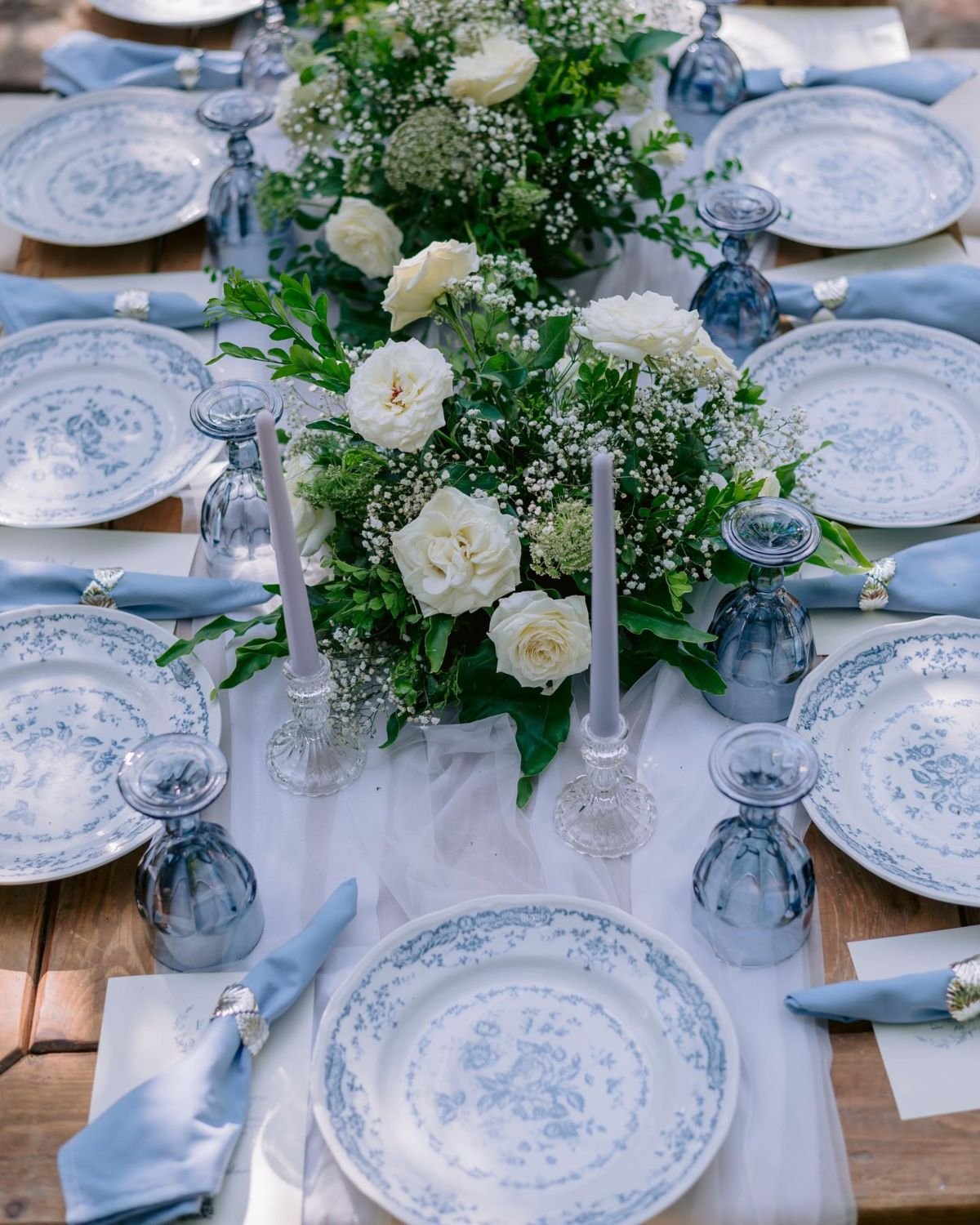 Blue Floral Table Setting