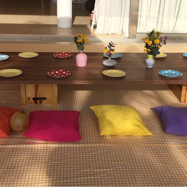 Bright Dishware and Cushions