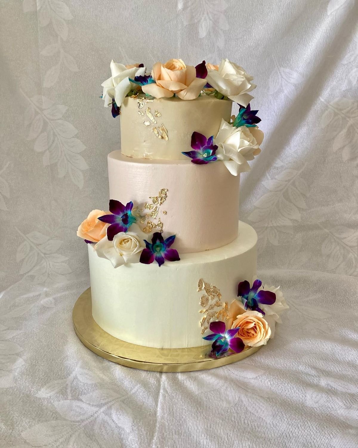 Buttercream Orchid and Rose Cake