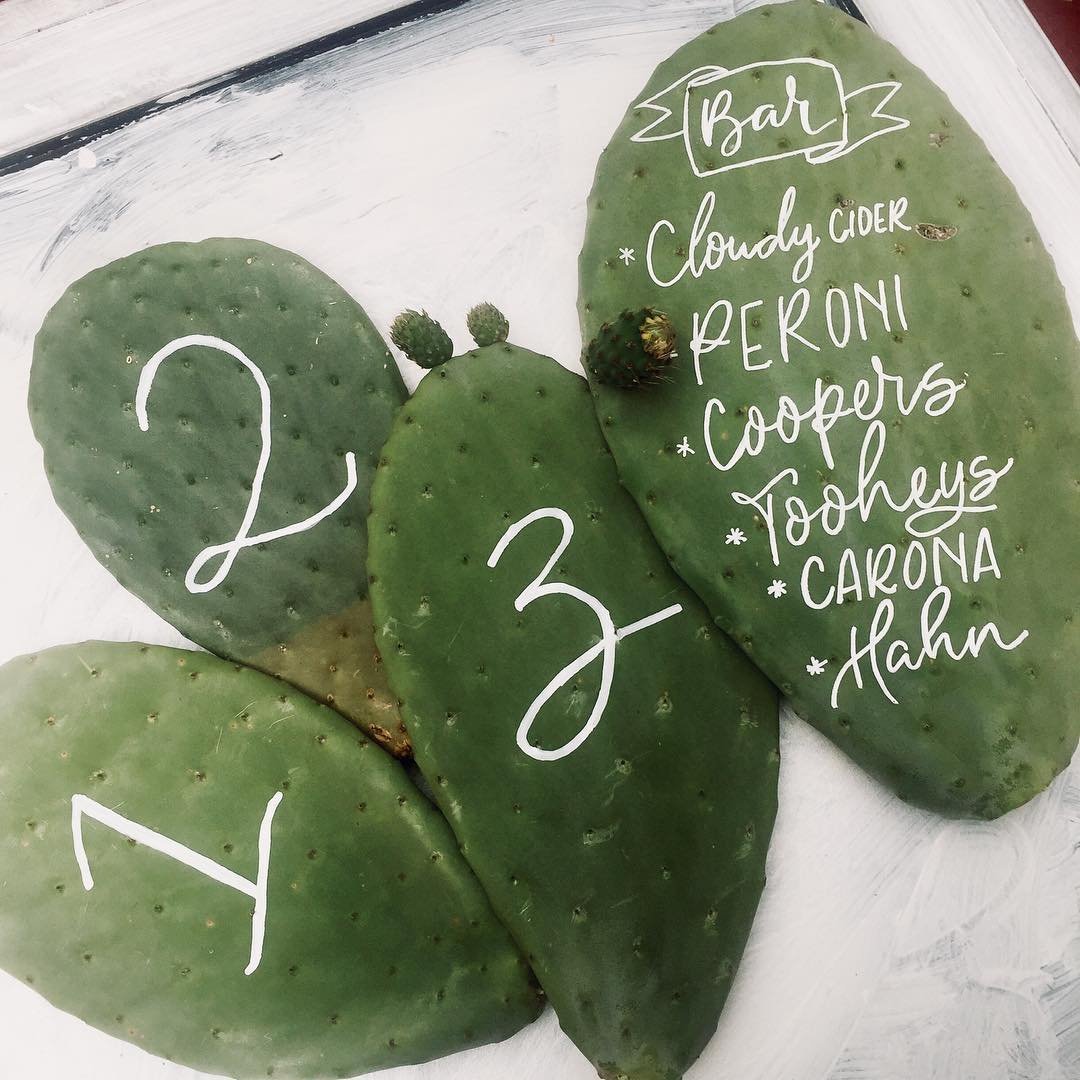 Cactus Leaf Table Numbers