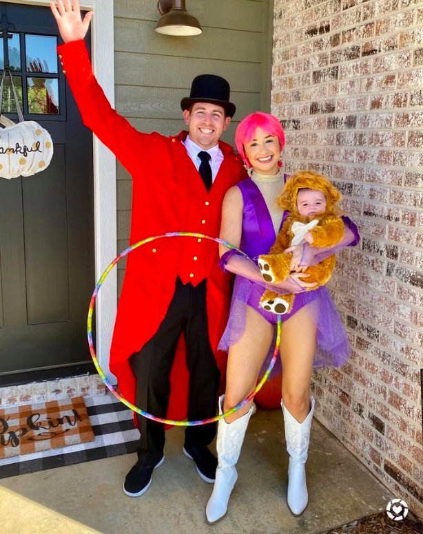 Circus Family: Ringmaster, Acrobat, and Lion Baby