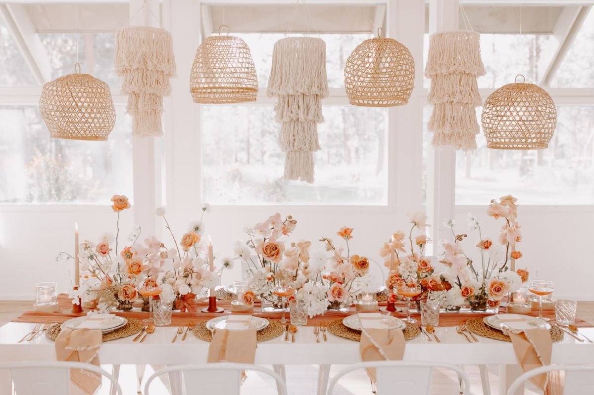 Coral and Blush Table Decor