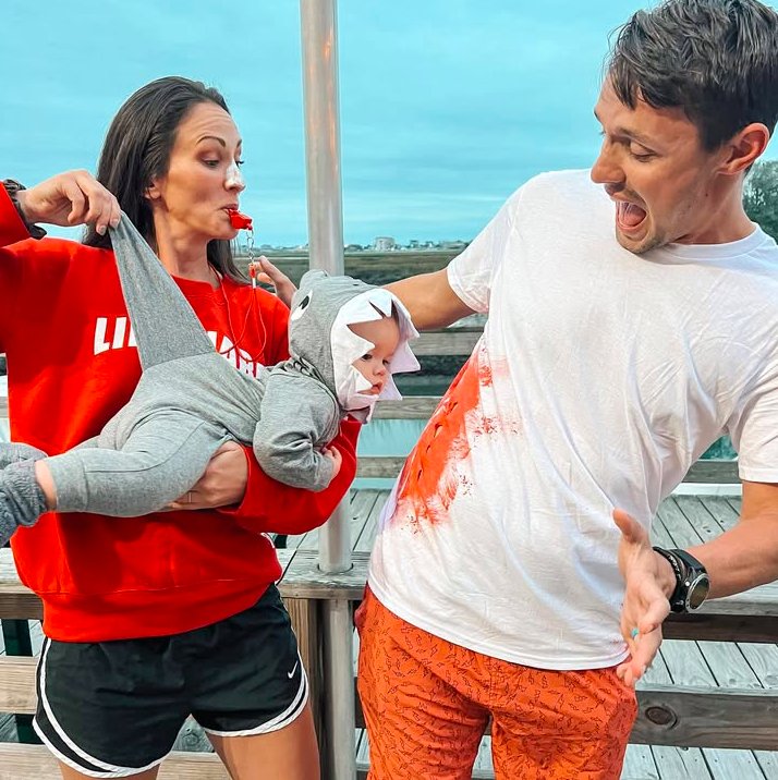 Family Shark Attack Costume with Baby Shark