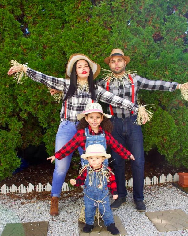 Flannel and Straw Scarecrow Family Costumes