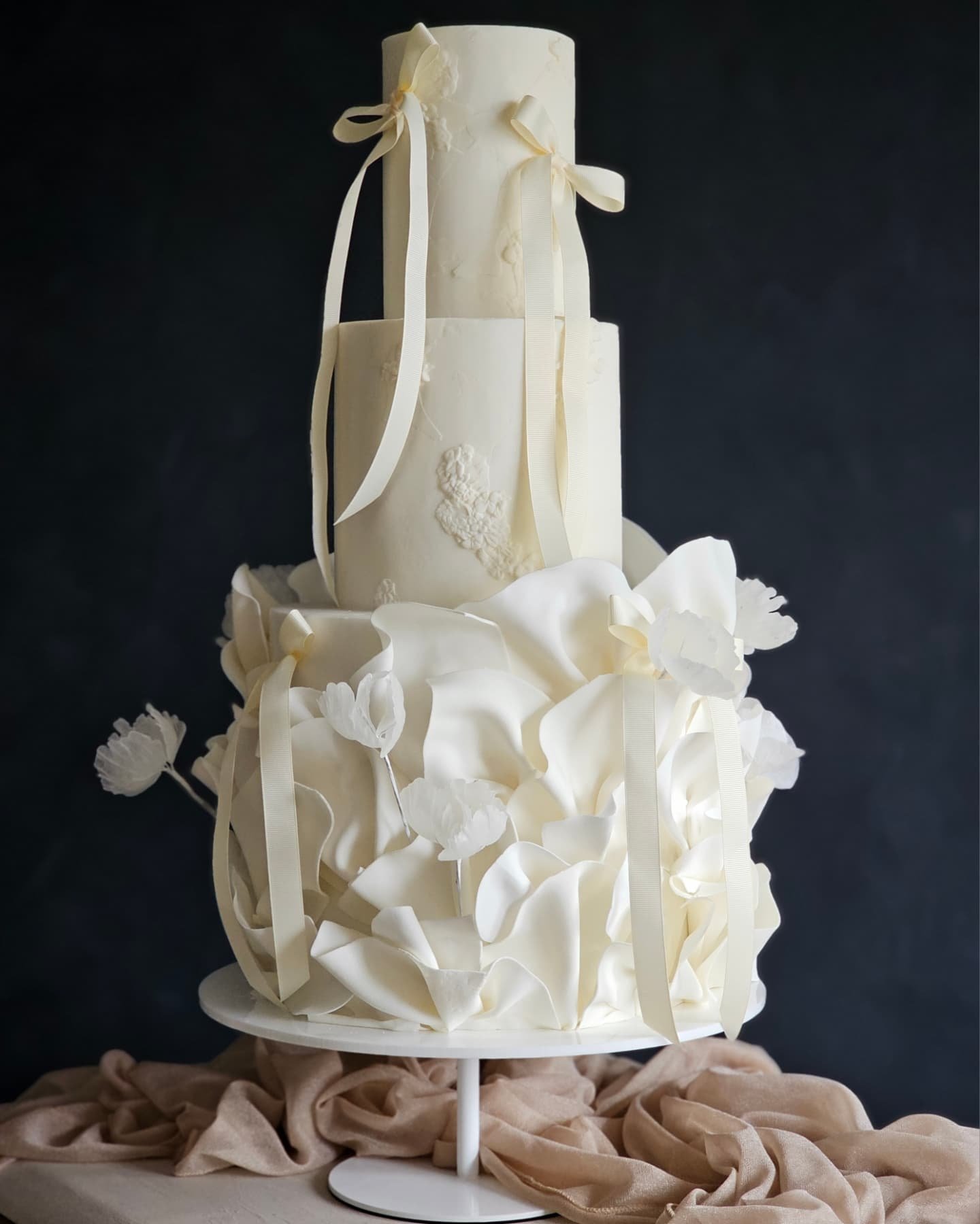 Floral Accent Wedding Cake