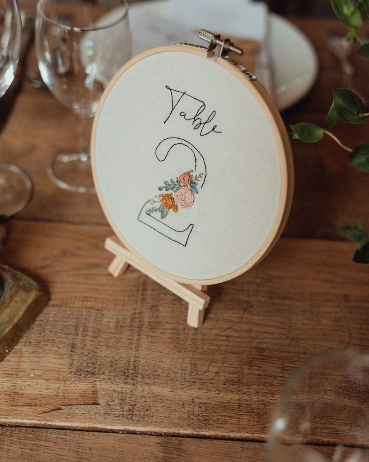 Floral Table Number Embroidery