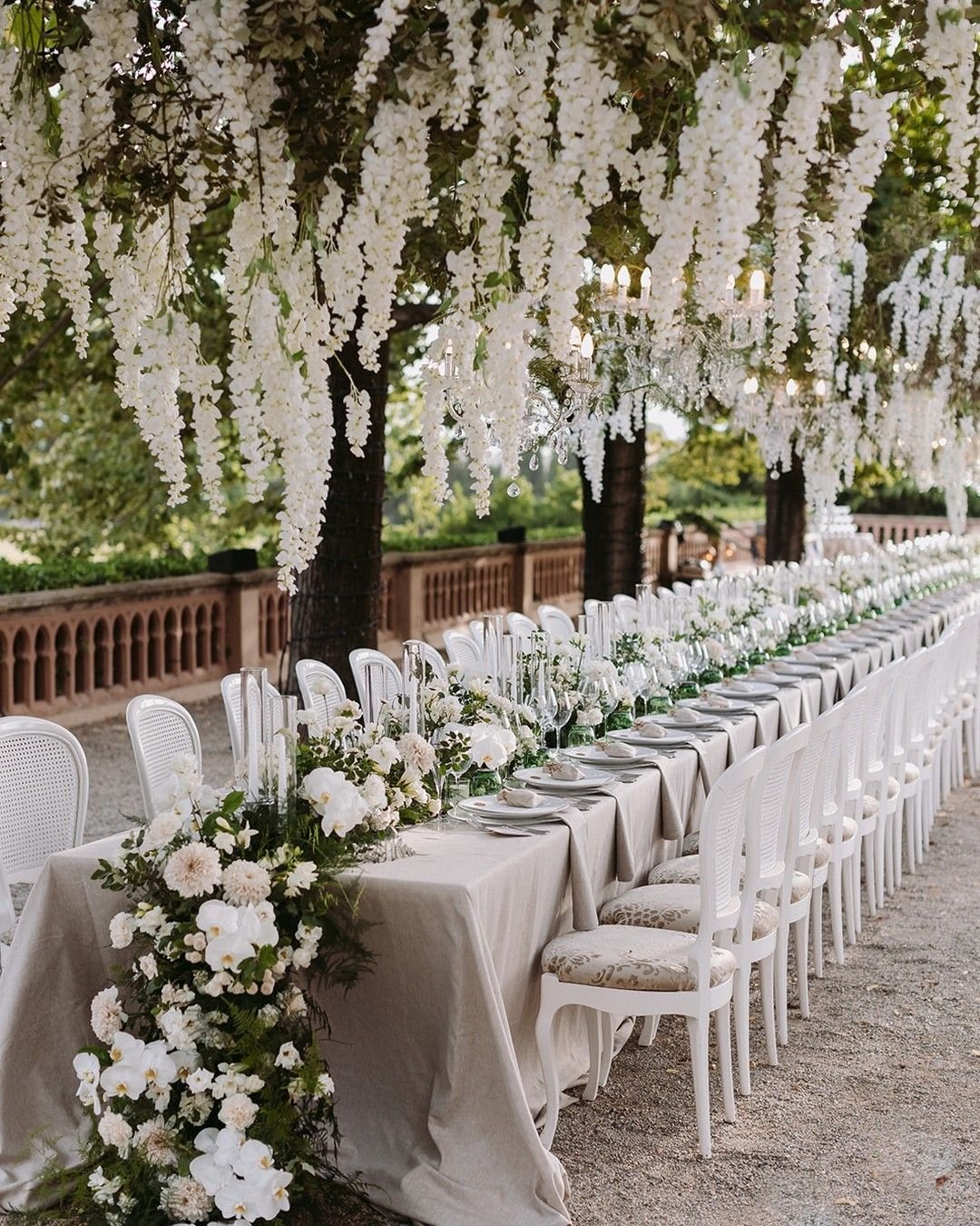 Flower Canopy and Chandeliers