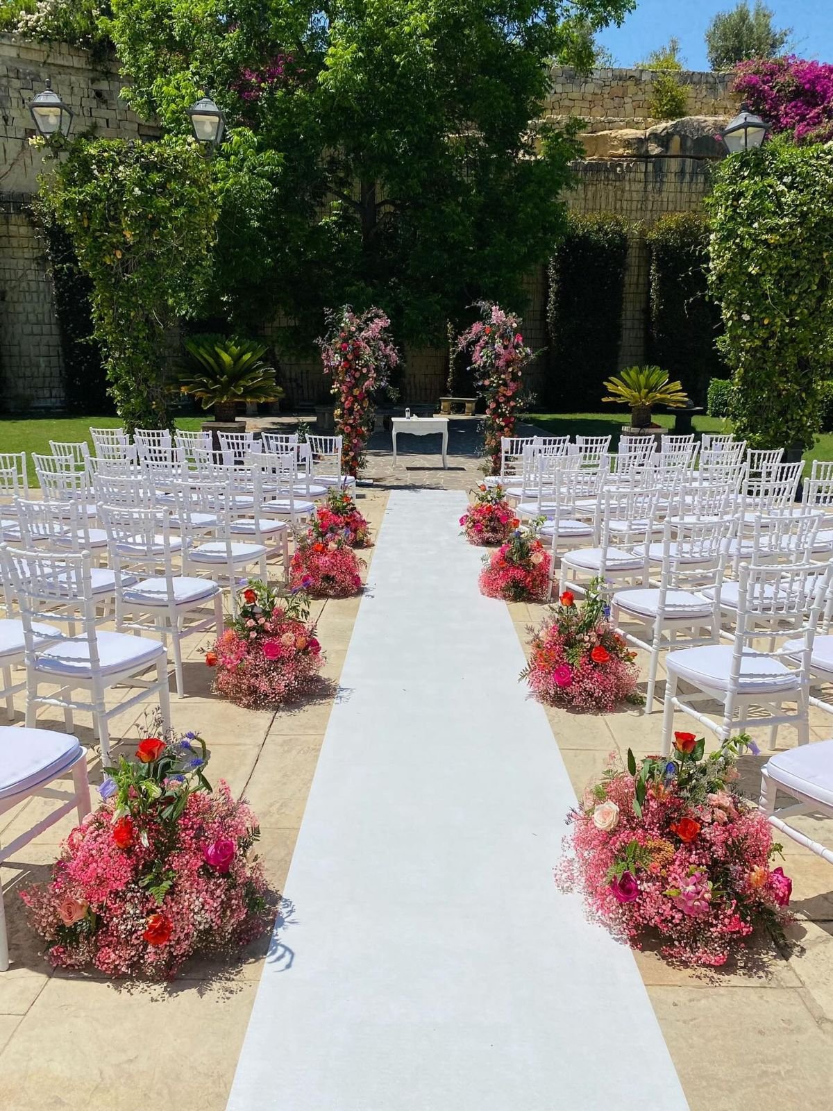 Flower-Lined Aisle Decor
