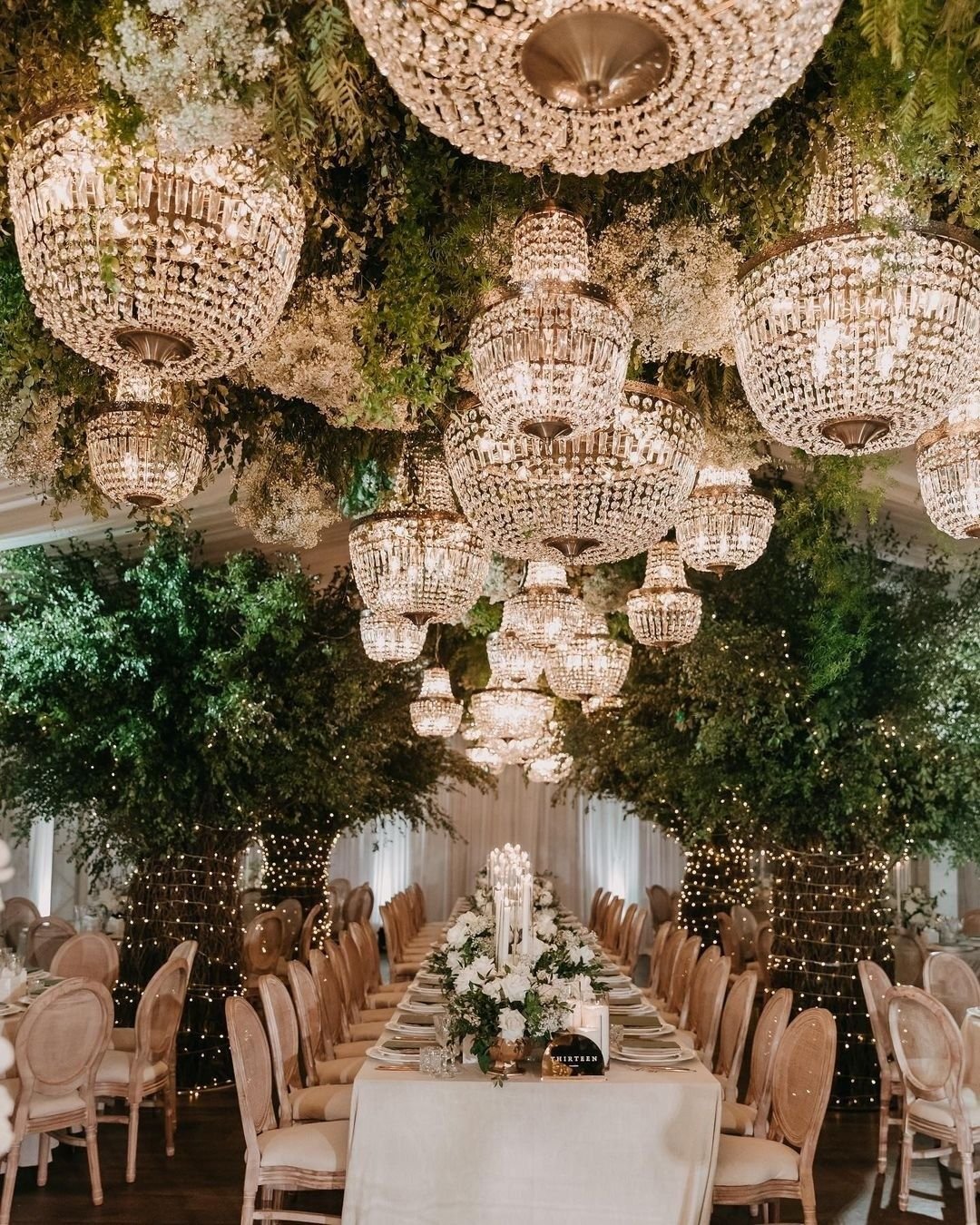 Foliage and Chandelier Decor