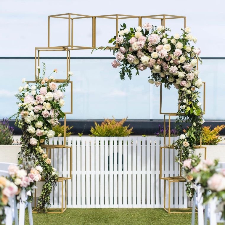 Geometric Golden Box Arch