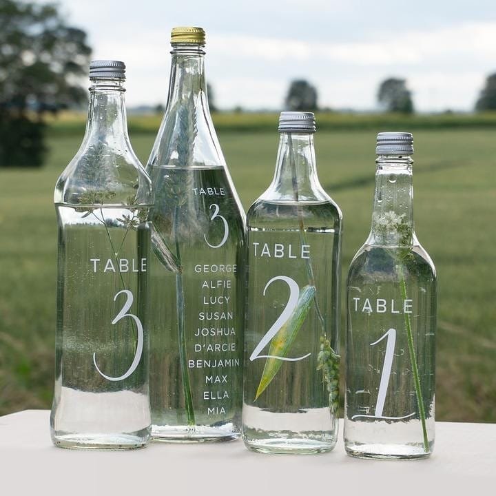 Glass Table Number Bottles