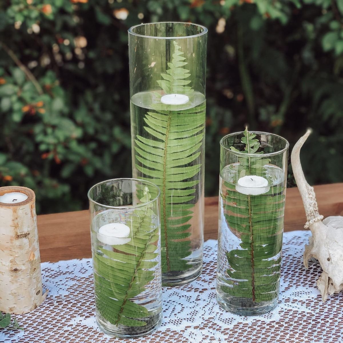 Glass Vases with Greenery