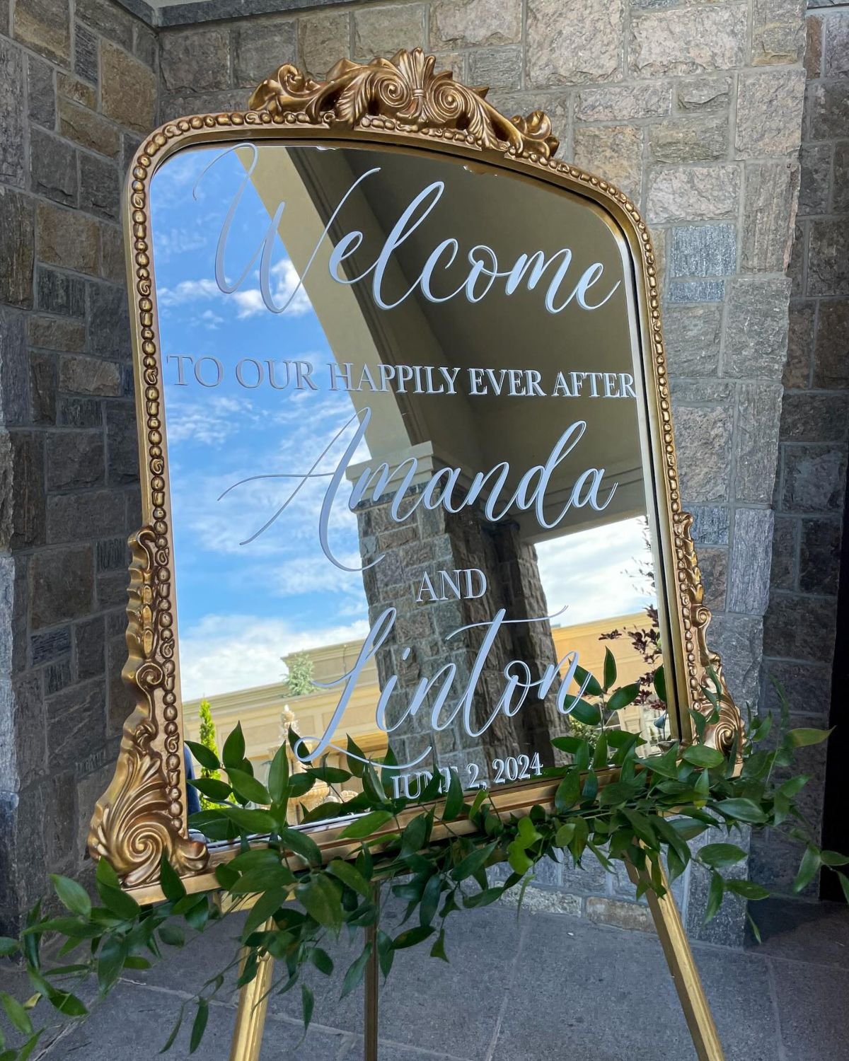 Gold Mirror Welcome Sign