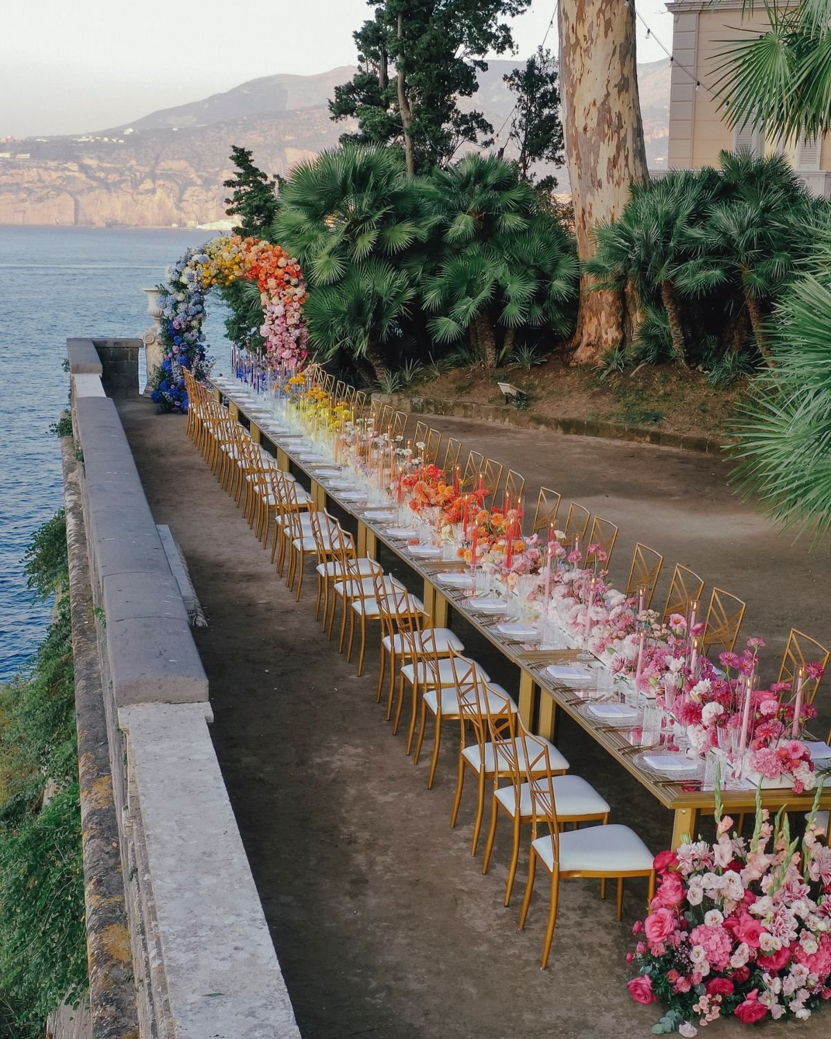 Gold Table and Ombre Flowers