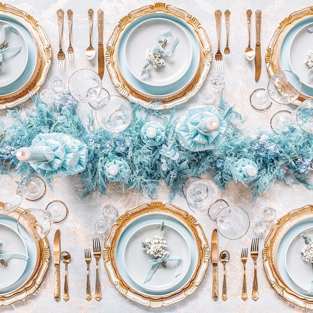 Icy Blue and Gold Decor