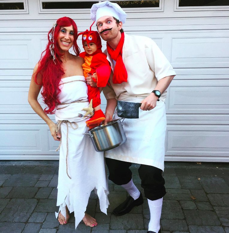 Little Mermaid Family Costumes with Chef Louis and Sebastian