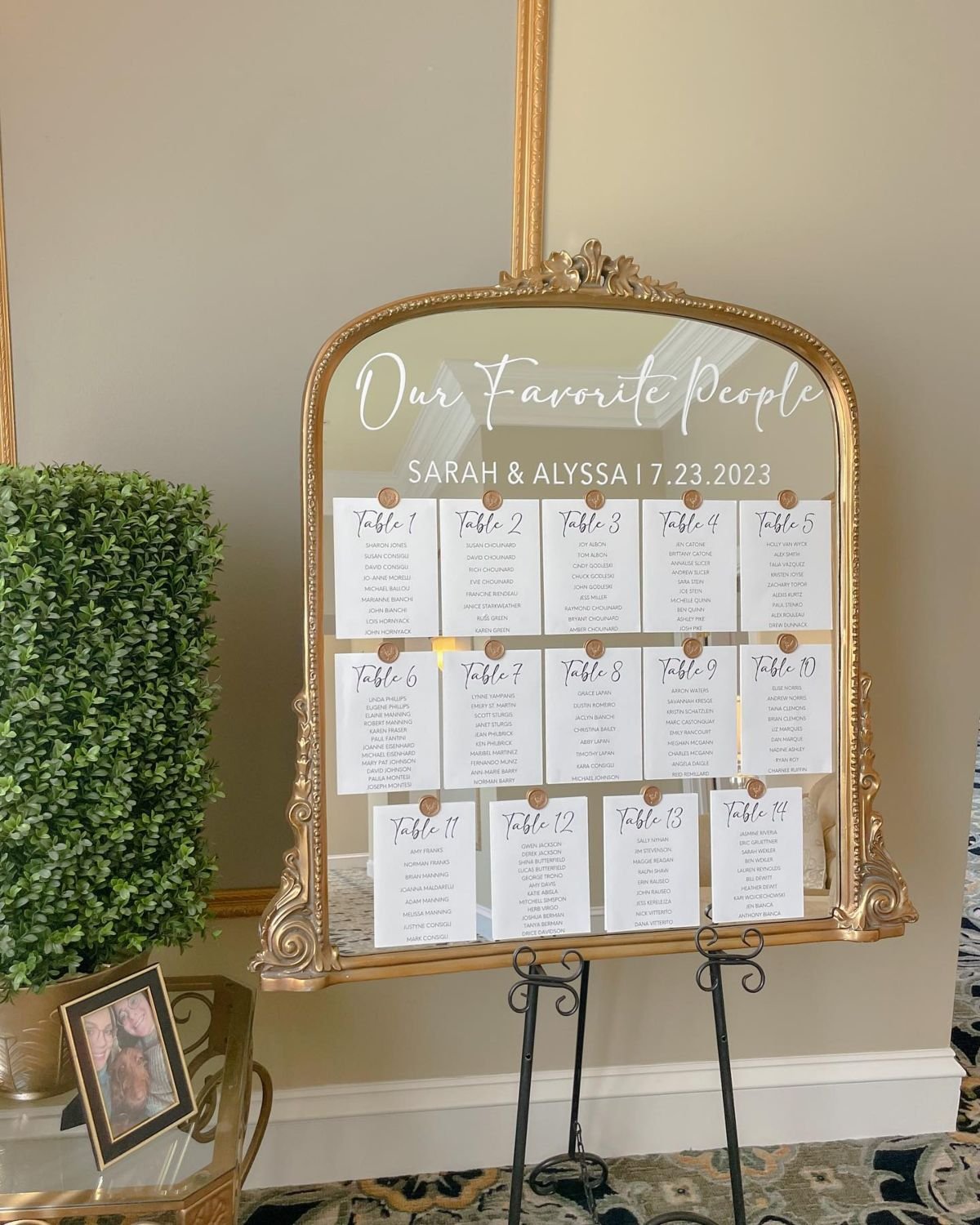 Mirrored Wedding Seating Chart