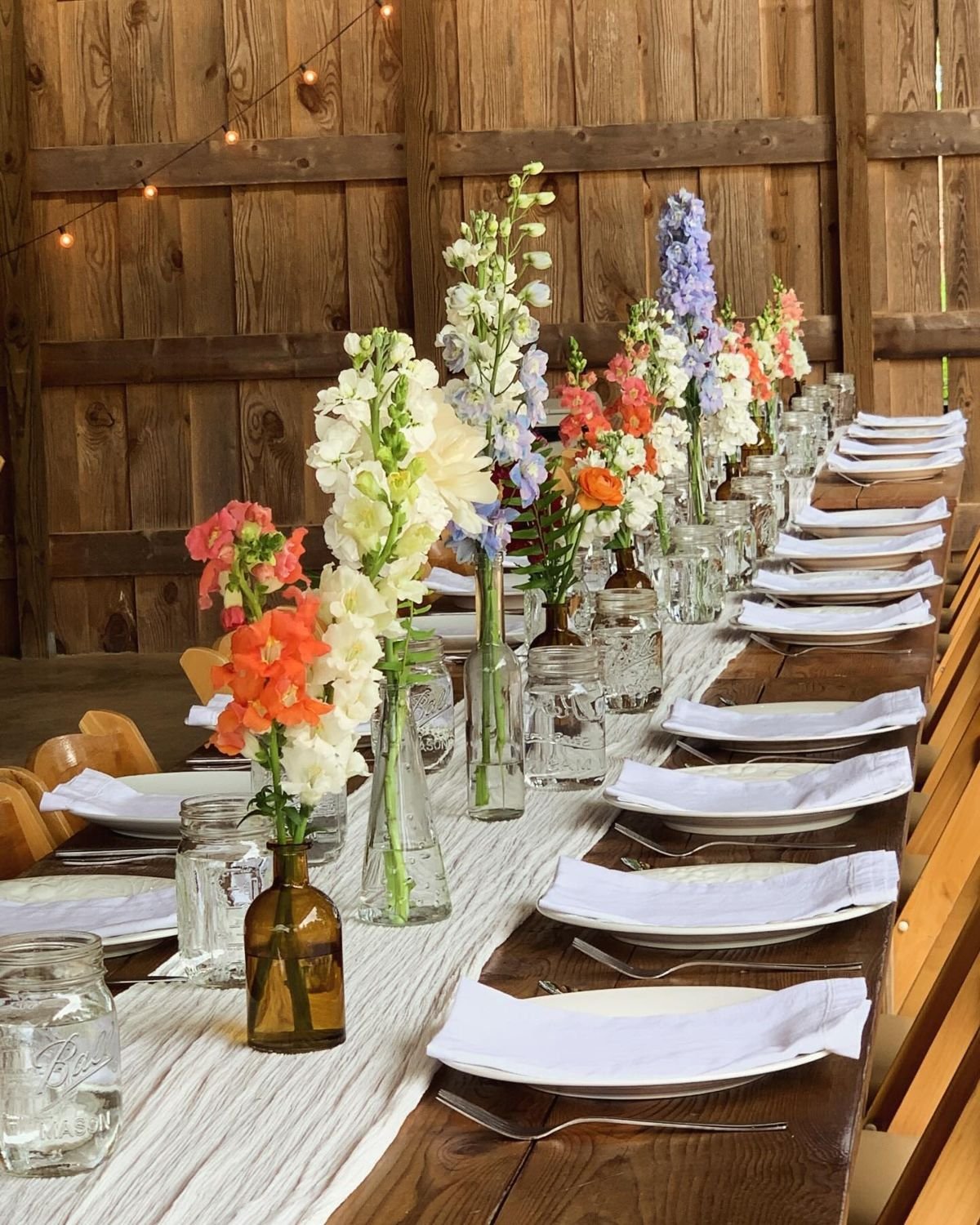 Mismatched Floral Arrangements