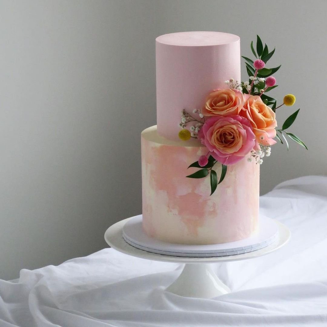 Peach and Pink Wedding Cakes