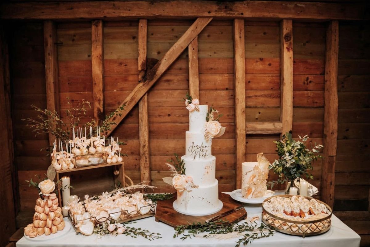 Peach Wedding Cake Display