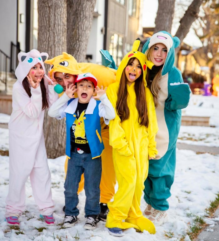 Pokémon Character Costumes for Family of Five
