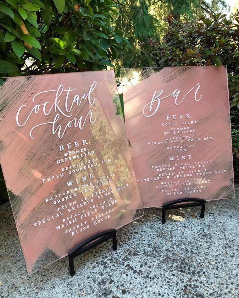 Rose Gold Glass Bar Sign