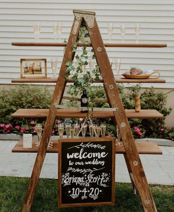 Rustic Welcome Ladder Display