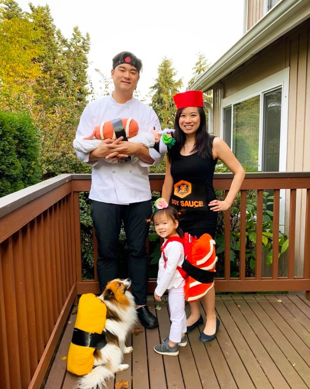 Sushi Family Costumes with Baby and Dog