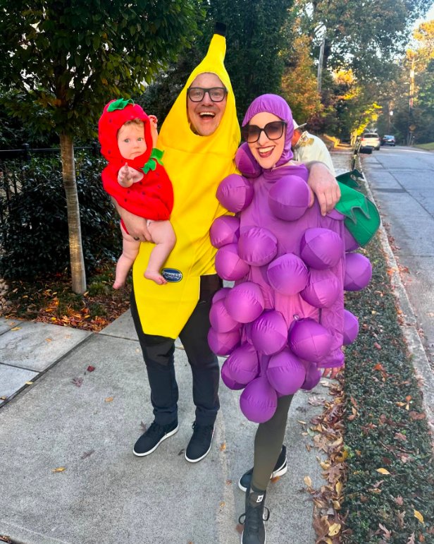 Three-Person Fruit Costumes for Parents and Baby
