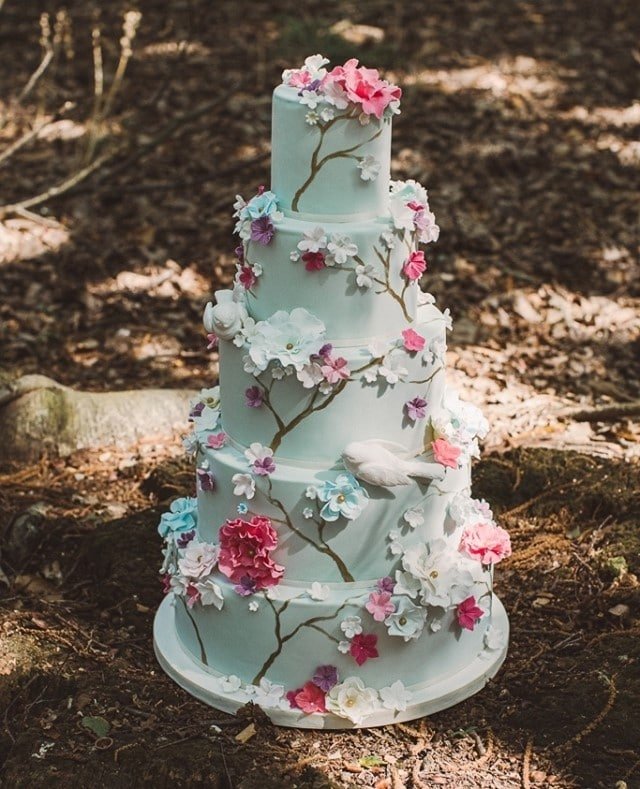Turquoise Fairytale Wedding Cake