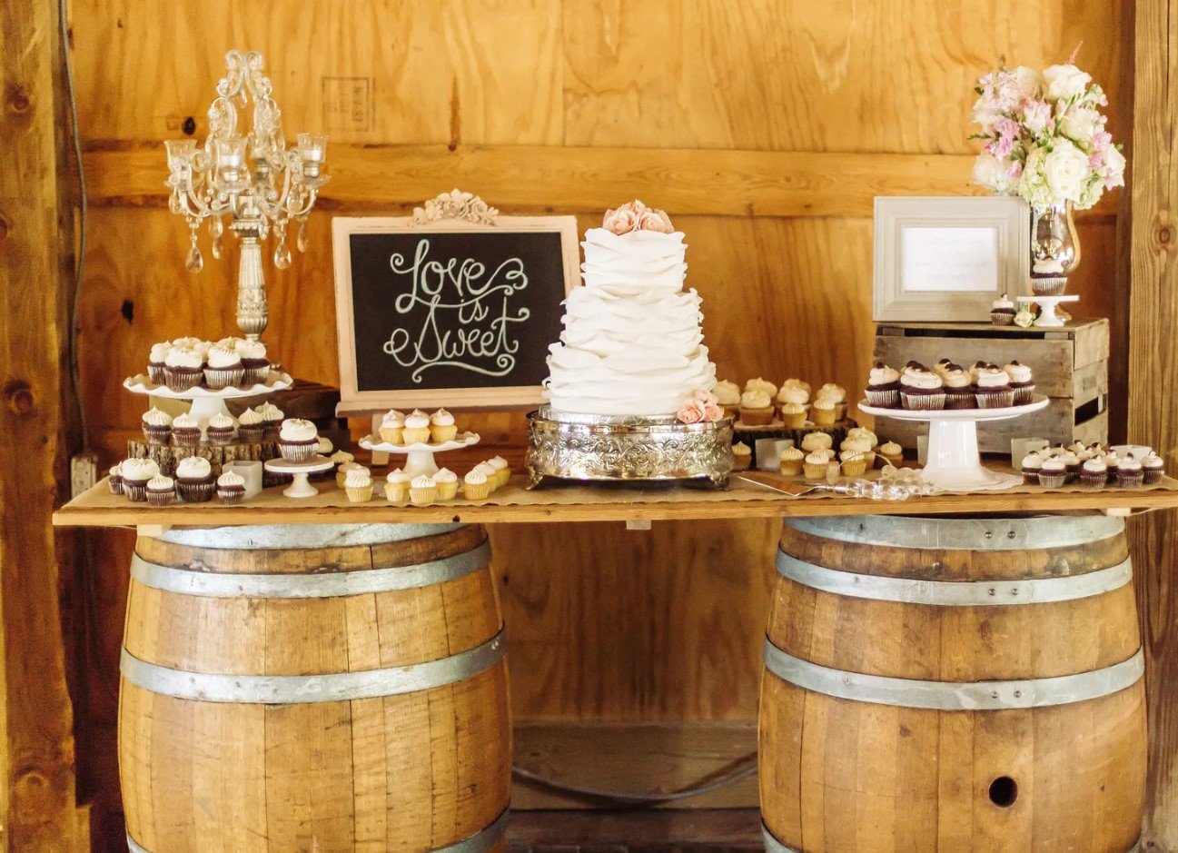 Wooden Barrel Dessert Table