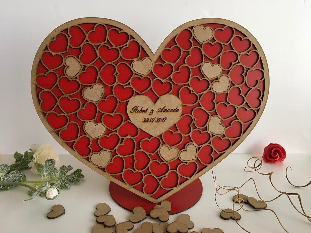 Wooden Heart Guest Book
